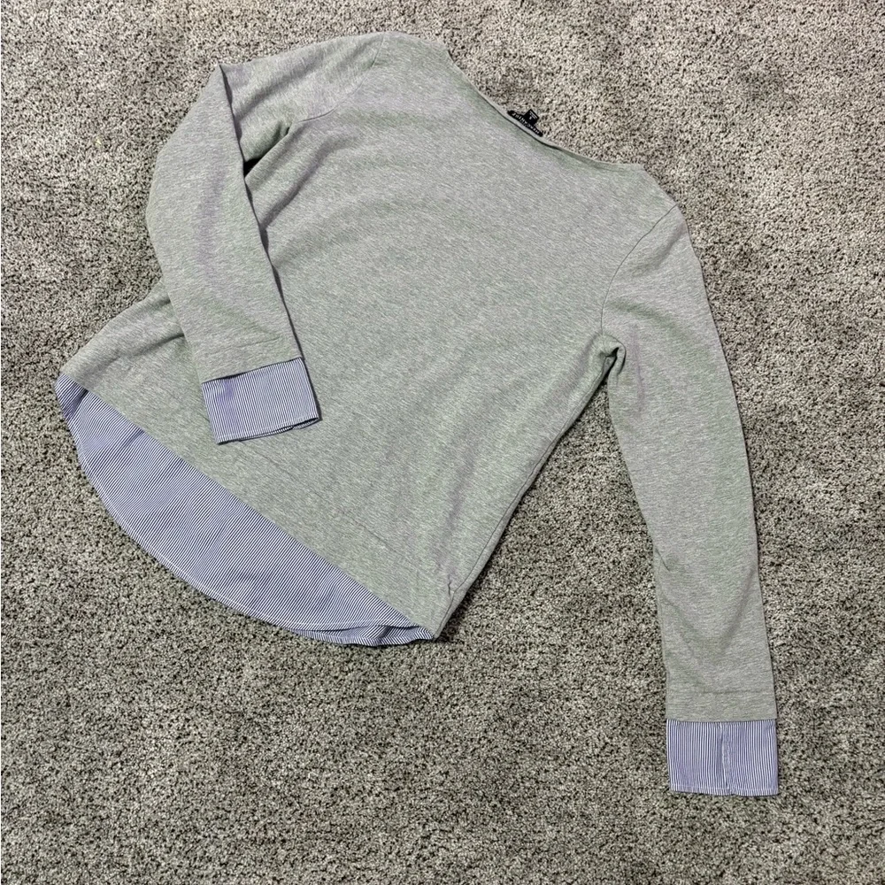 J. Crew Gray and Blue Crew Neck Sweater